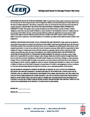 Refrigerated Reach In Storage Freezer Warranty optimized